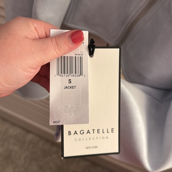 Bagatelle faux suede light blue jacket, size small NWT Butterfly Patch - Picture 6 of 6